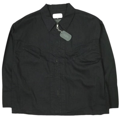 新品 LASTMAN x The Letters ラストマン ザ・レターズ 25SS 別注 日本製 WESTERN ZIP JACKET ウエスタンジップジャケット 251LM-JK01 L BLACK 定価99,000円 アウター g23139