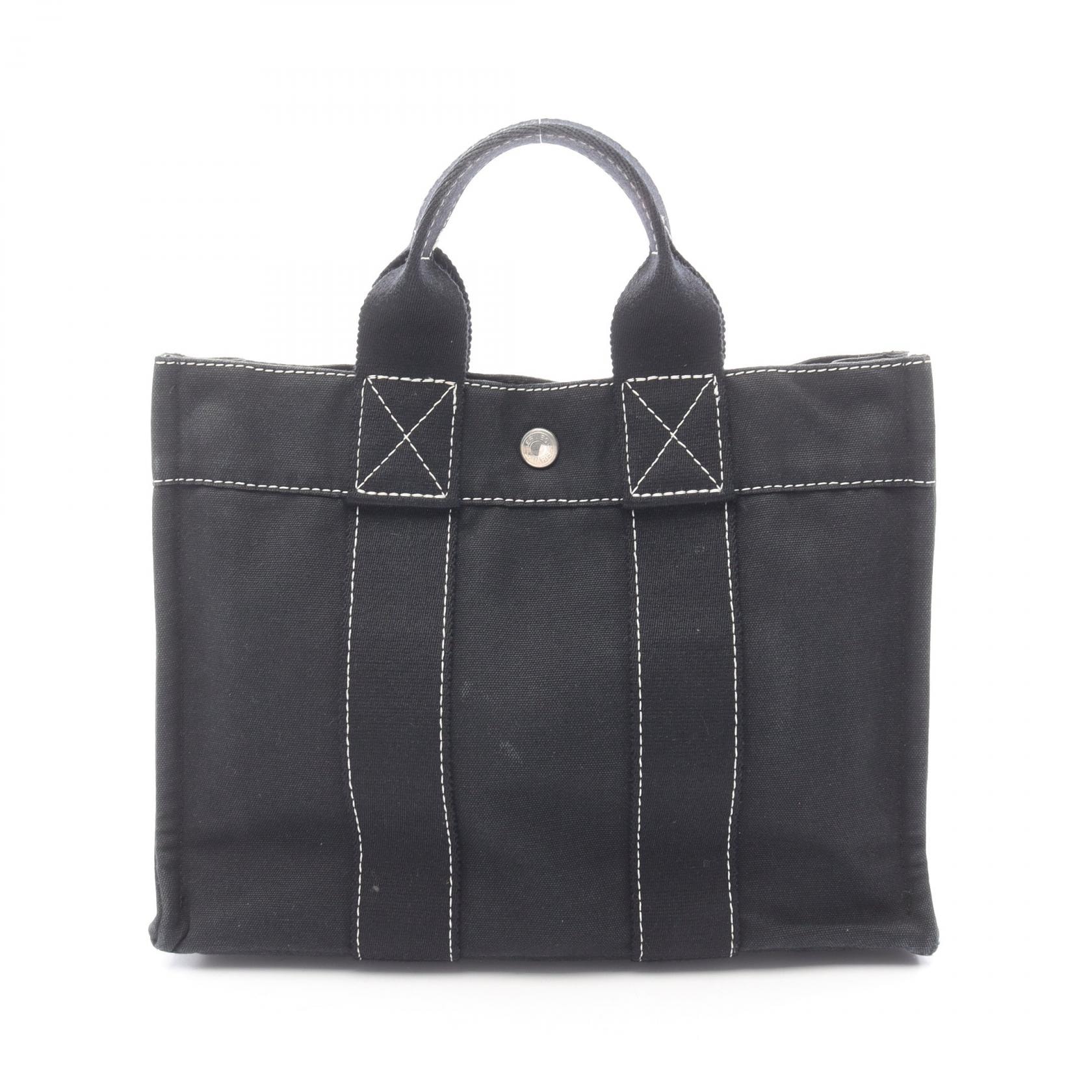 エルメス HERMES サックドーヴィルPM ハンドバッグ バッグ キャンバス レディース ブラック系 【中古】