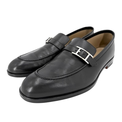 HERMES エルメス ローファー モントレー メンズモカシン 靴 シューズ 41 1/2サイズ 約26.5cm H171435ZH02390 レザー ブラック 黒 シルバー金具 メンズ【中古品】