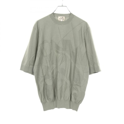 エルメス HERMES Selles en Fragments ニット 衣料品 トップス コットン メンズ グリーン系 【中古】