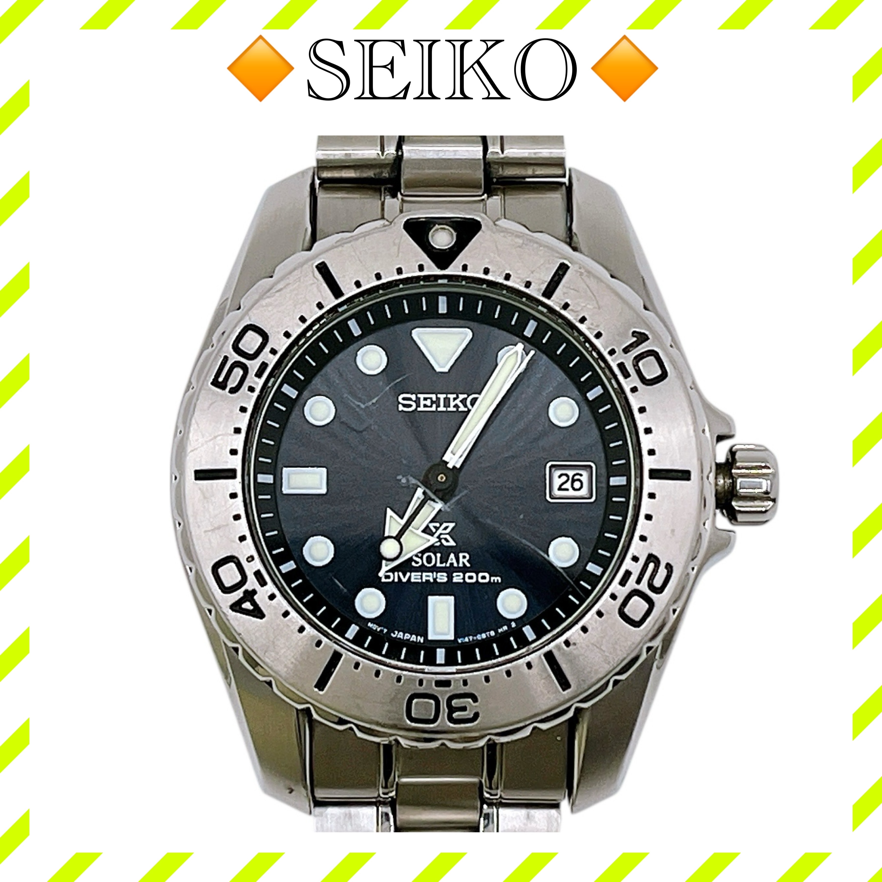 良品 セイコー V147-0AW0 腕時計 ソーラー 銀 シルバー ユニセックス