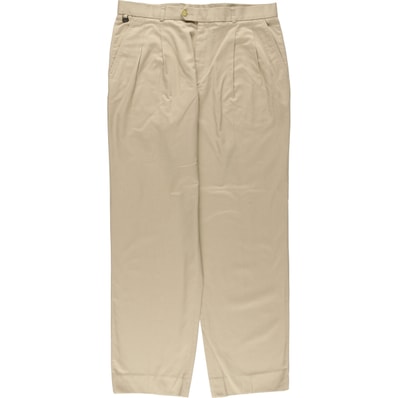 古着 ラコステ LACOSTE ツータック ポリエステル×コットン スラックスパンツ メンズw36相当/eaa586194