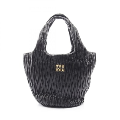 ミュウ ミュウ Miu Miu マテラッセ トートバッグ バッグ レザー レディース ブラック系 5BG257 【中古】