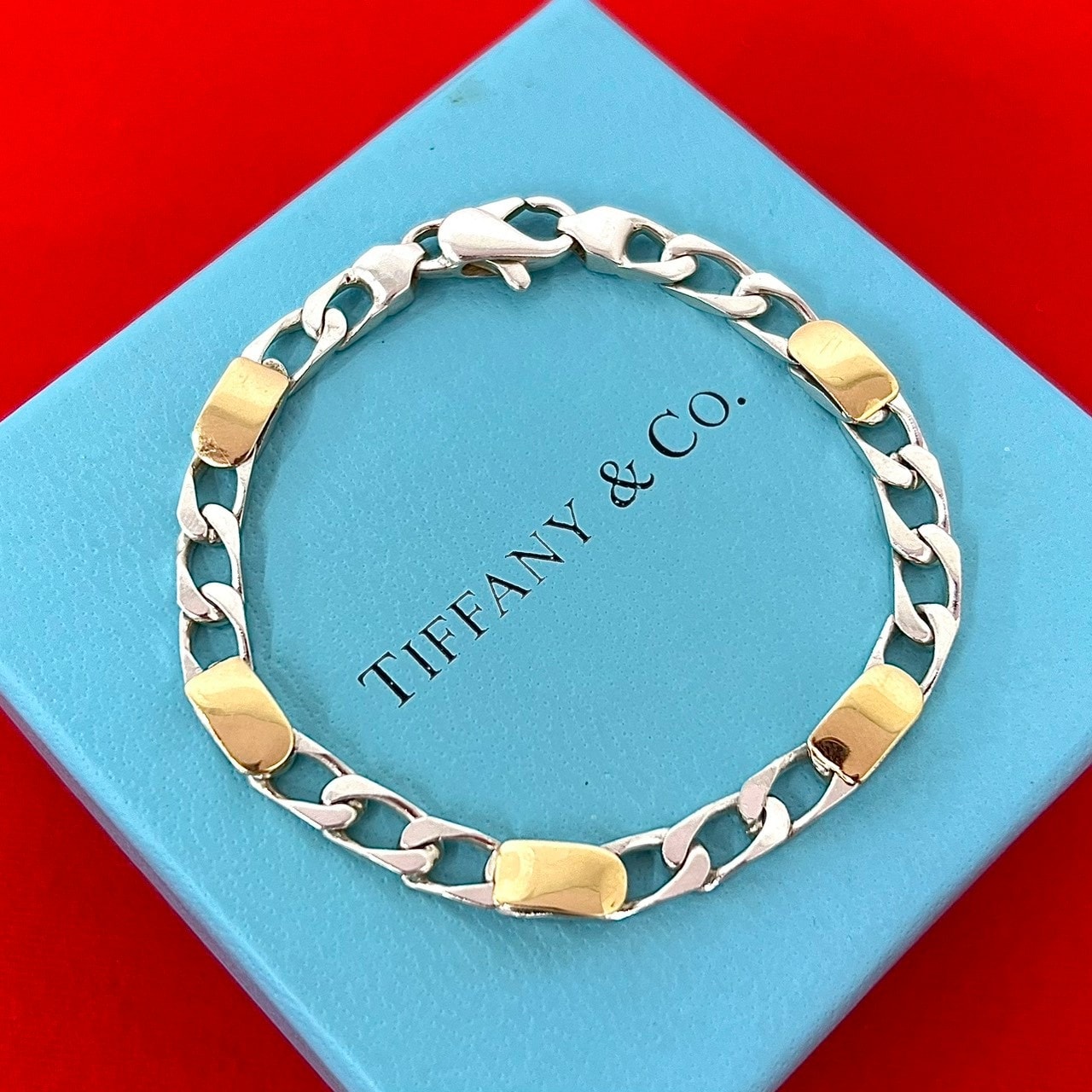 TIFFANY&Co. ティファニー フィガロ シルバー925 K18イエローゴールド ブレスレット シルバー
 26903