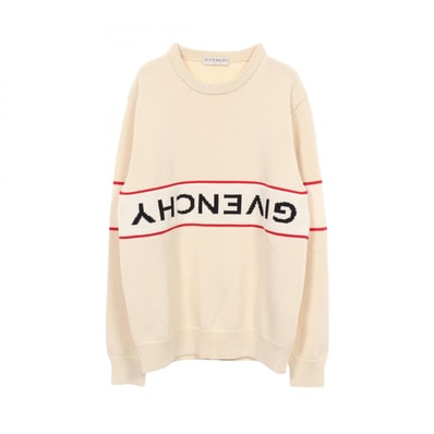 ジバンシィ GIVENCHY リバースロゴ クルーネック セーター アイボリー コットン ニット 衣料品 トップス コットン メンズ ホワイト系 / レッド系 / ブラック系 BM9063401M 【中古】