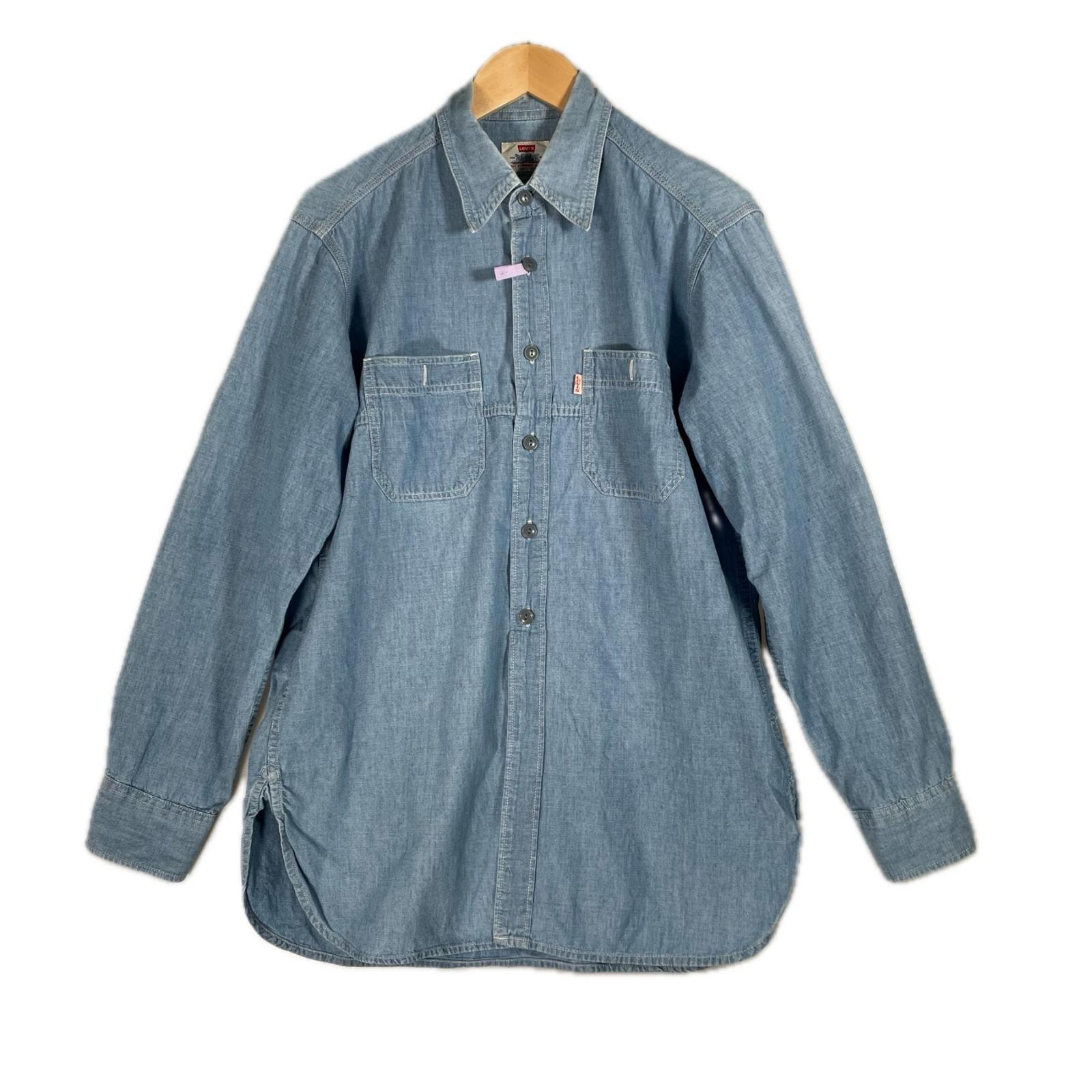 Levi's リーバイス 無地 秋冬 AW 長袖シャツ コットン ブルー メンズ S【古着】【中古】