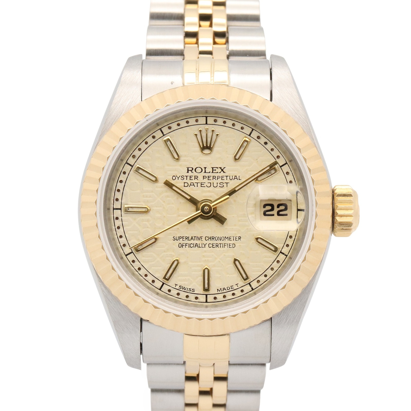 ロレックス ROLEX デイトジャスト W番 腕時計 時計 K18(イエローゴールド) ステンレススチール レディース アイボリー系 コンピューター/バー 69173 【中古】