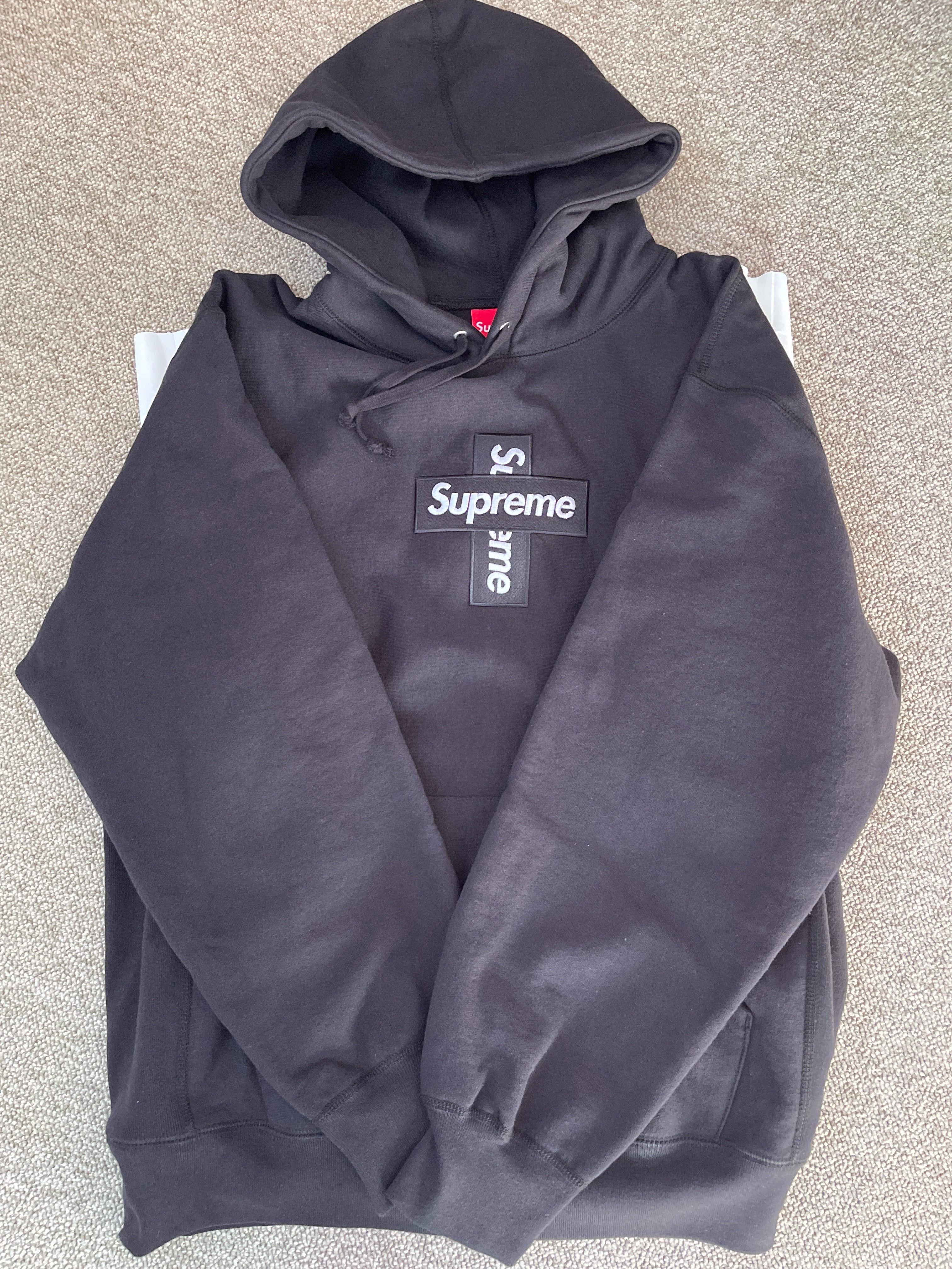 Supreme Cross Box Logo Hooded Sweatshirt "Black"