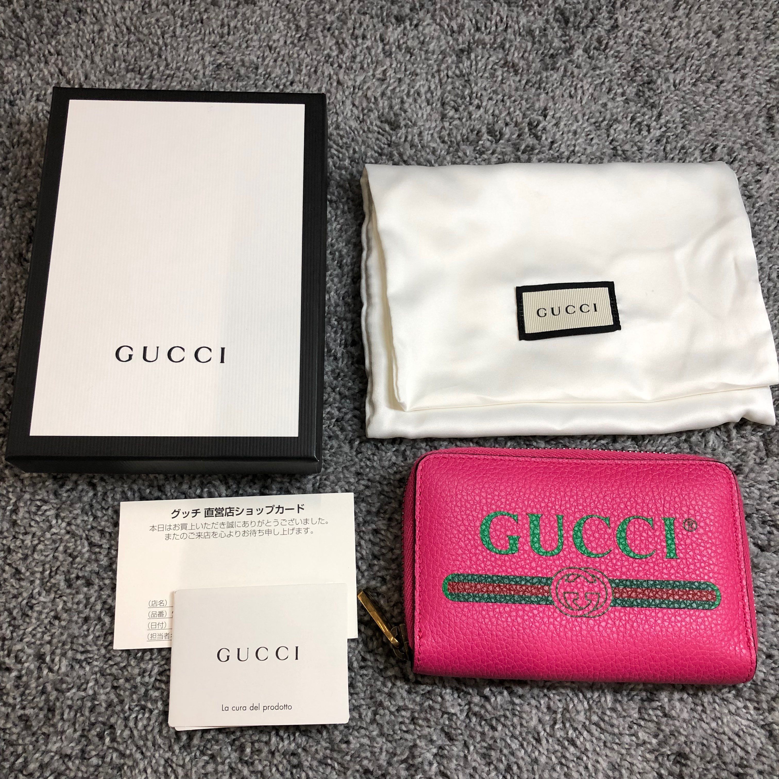 GUCCI Vintage Logo Print Card Case "Pink"