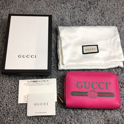 GUCCI Vintage Logo Print Card Case "Pink"
