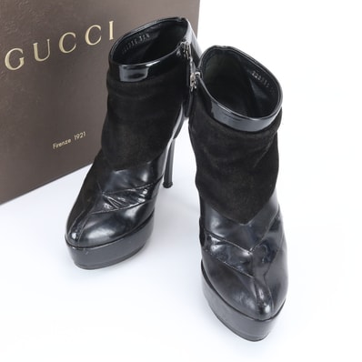 ■美品 グッチ 35 1/2ブーティ レザー