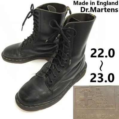 80s-90s/イングランド製/Vintage★Dr.Martens/マーチン★10ホール/レースアップブーツ【22.0-23.0程度/黒/black】Leather/Boots◆sWB76-32