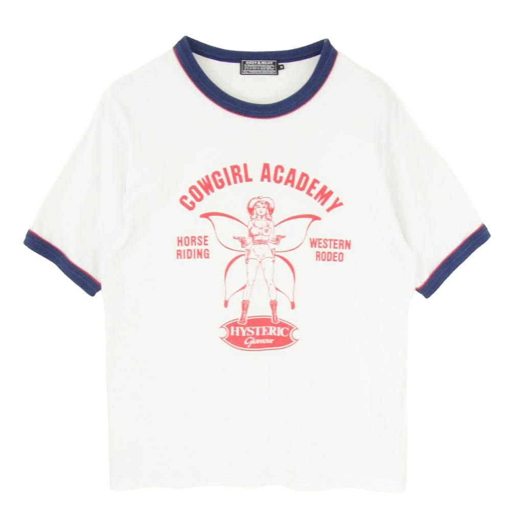 HYSTERIC GLAMOUR ヒステリックグラマー 23SS 02232CT13 COW GIRL カウガールプリント リンガー 半袖 Tシャツ カットソー ホワイト系 M【中古】