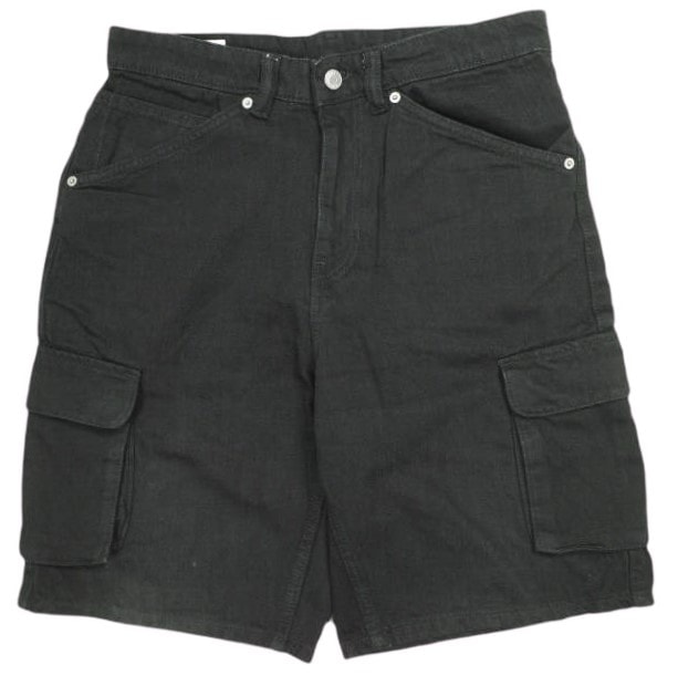 ZARA ザラ DENIM CARGO SHORT ブラックデニムカーゴショーツ 4806/418/406 40 BLACK ショートパンツ ボトムス g24026