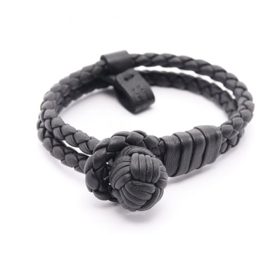 ボッテガヴェネタ BOTTEGA VENETA イントレチャート ブレスレット アクセサリー レザー レディース ブラック系 612982 【中古】