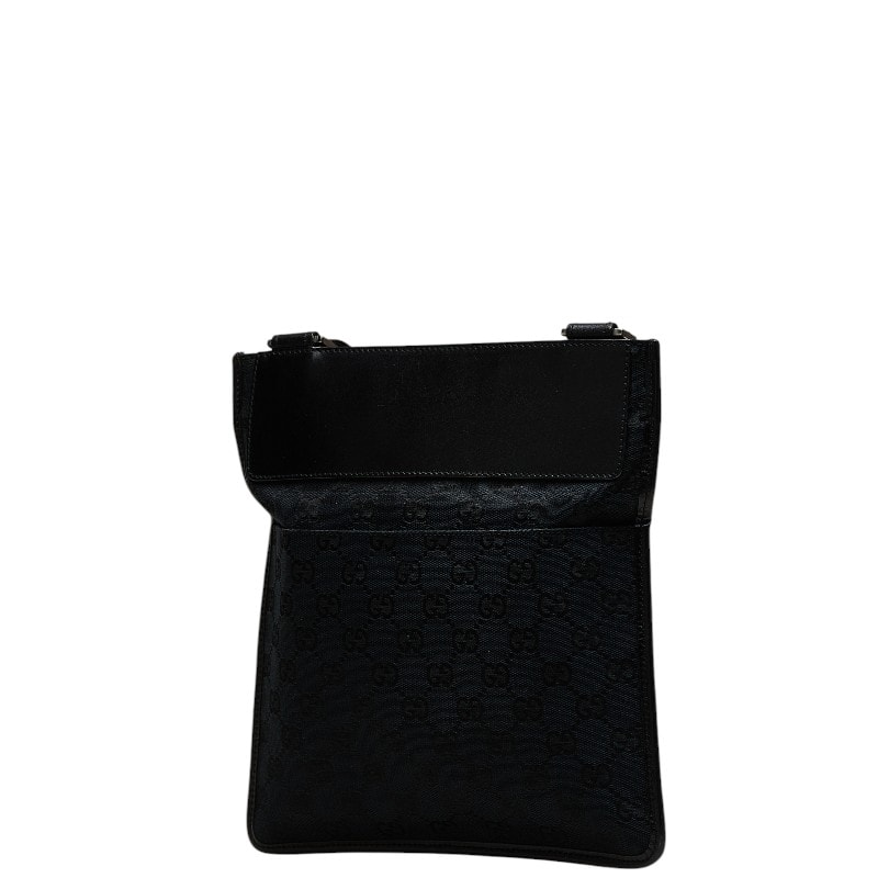 グッチ GGキャンバス ショルダーバッグ 019 0343 200047 ネイビー ブラック キャンバス レザー レディース GUCCI 中古