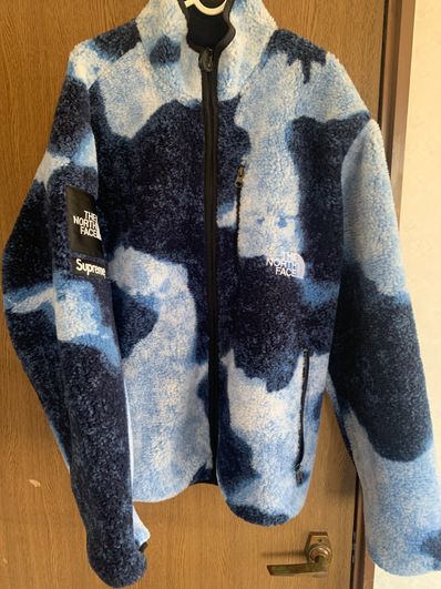 Supreme x The North Face Bleached Denim Print Fleece Jacket "Indigo"