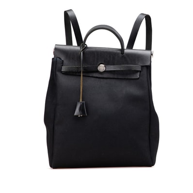 エルメス エールバッグ アドPM リュック バックパック ハンドバッグ 2WAY ブラック トワルオフィシエ レザー レディース HERMES 【中古】