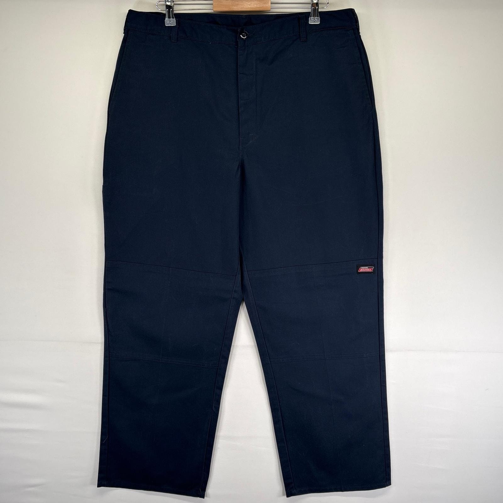 古着 ディッキーズ Dickies パンツ ダブルニー ジッパーフライ ワンポイントロゴ ツールポケット w38 L32  ネイビー系 メンズ