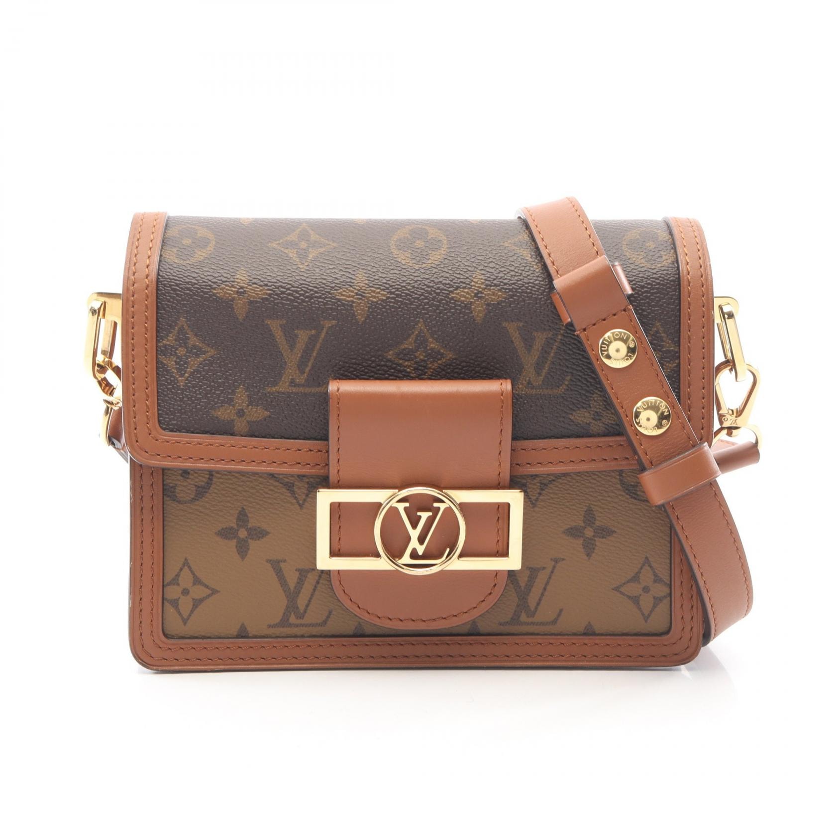 ルイ・ヴィトン LOUIS VUITTON ドーフィーヌ MINI モノグラムリバース ショルダーバッグ バッグ PVCコーティングキャンバス レザー ベージュ レディース ブラウン系 / ベージュ系 M44580 【中古】
