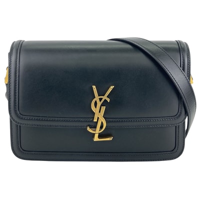SAINT LAURENT サンローラン ソルフェリーノ ミディアム サッチェル YSLロゴ ショルダーバッグ 634305 0SX0W カーフ ブラック ゴールド金具 レディース【中古】
