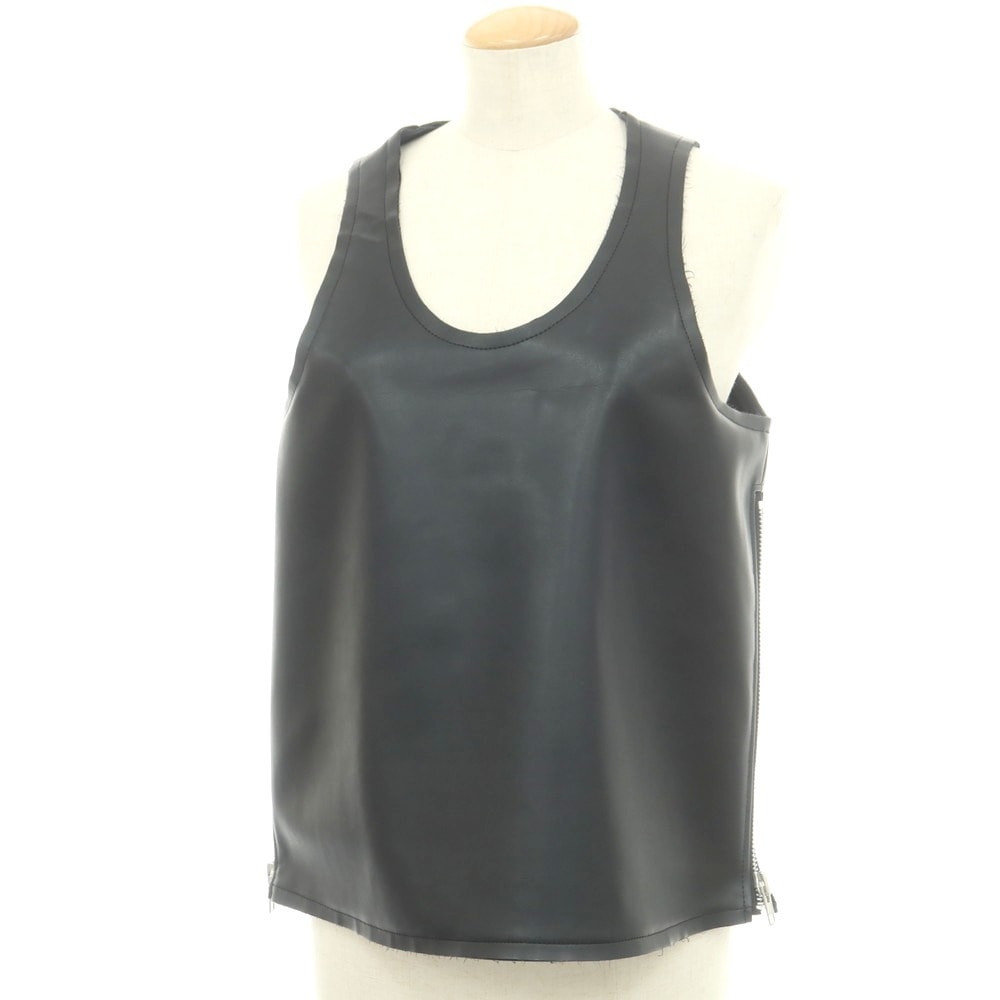 【中古】コムデギャルソン COMME des GARCONS 2024年秋冬 合成皮革 Uネック ノースリーブ カットソー ブラック【サイズXS】【レディース】