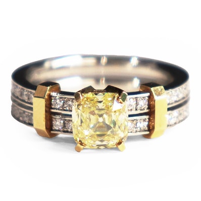 TIFFANY&Co. ティファニー ダイヤリング 指輪 約11号 アンティークカット ダイヤ/イエローダイヤ 1.55cut IF/FIY/MB プラチナ ホワイトゴールド イエローゴールド 18金 Pt950/K18WG/YG 証明書・箱・ケース付属