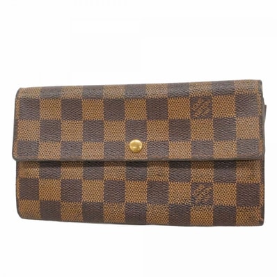 【6eb1162】ルイヴィトン 長財布 ダミエ ポシェットポルトモネクレディ N61725 エベヌ【中古】レディース