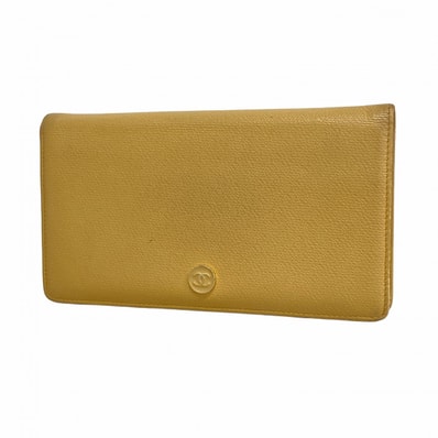 【6eb1004-k】シャネル 長財布 ココボタン レザー ベージュ ゴールド金具【中古】レディース