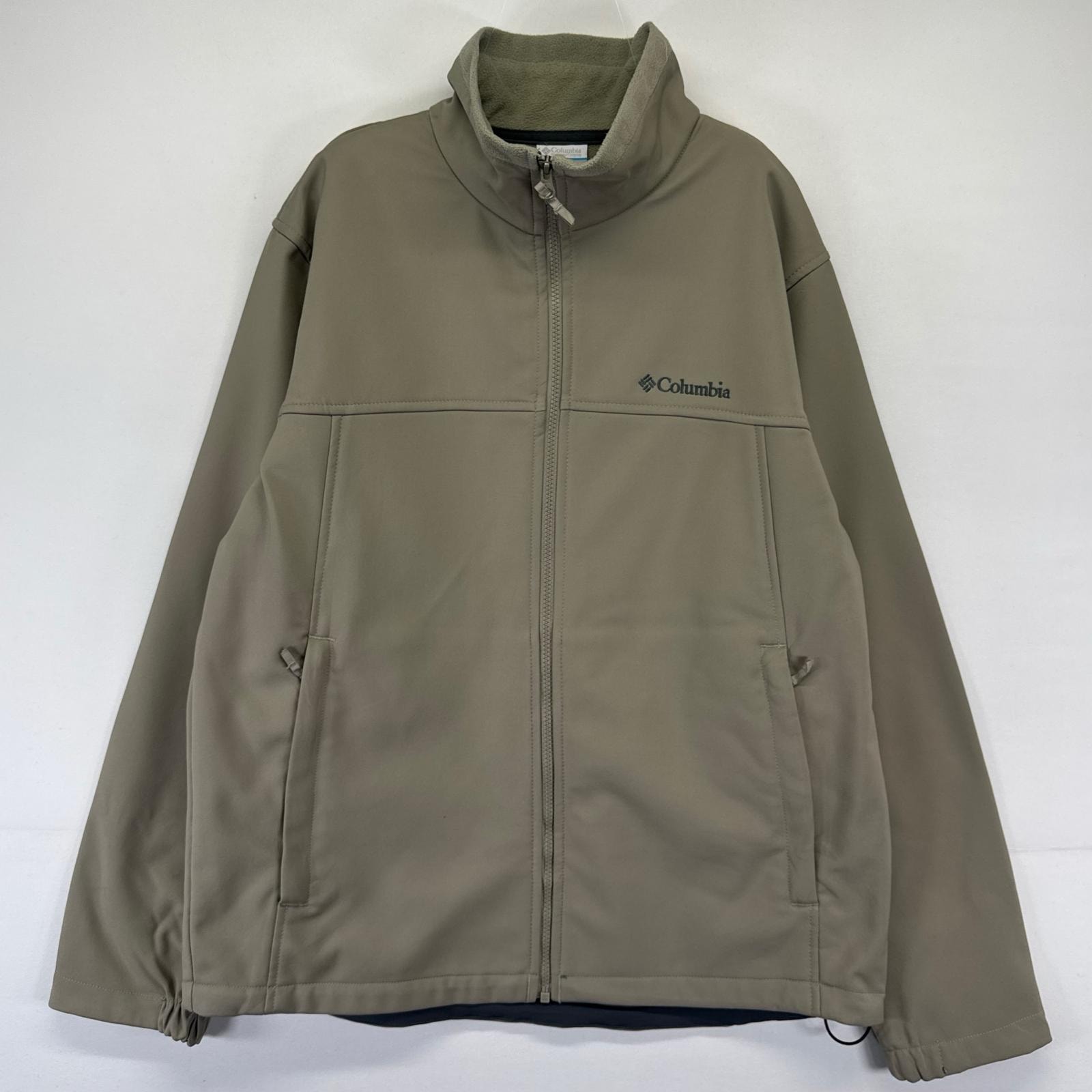 古着 コロンビア Columbia ジャケット ソフトシェル フルジップ ワンポイントロゴ フリースライナー L ベージュ系 メンズ