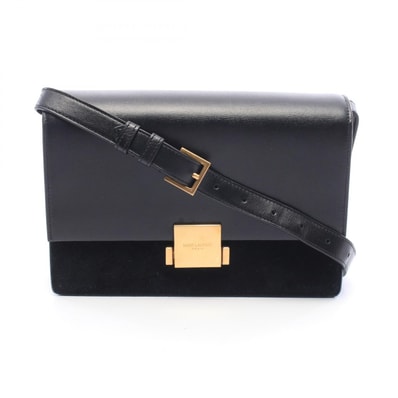 サンローランパリ SAINT LAURENT PARIS ベルシャス ミディアム ショルダーバッグ バッグ レザー スウェード レディース ブラック系 【中古】