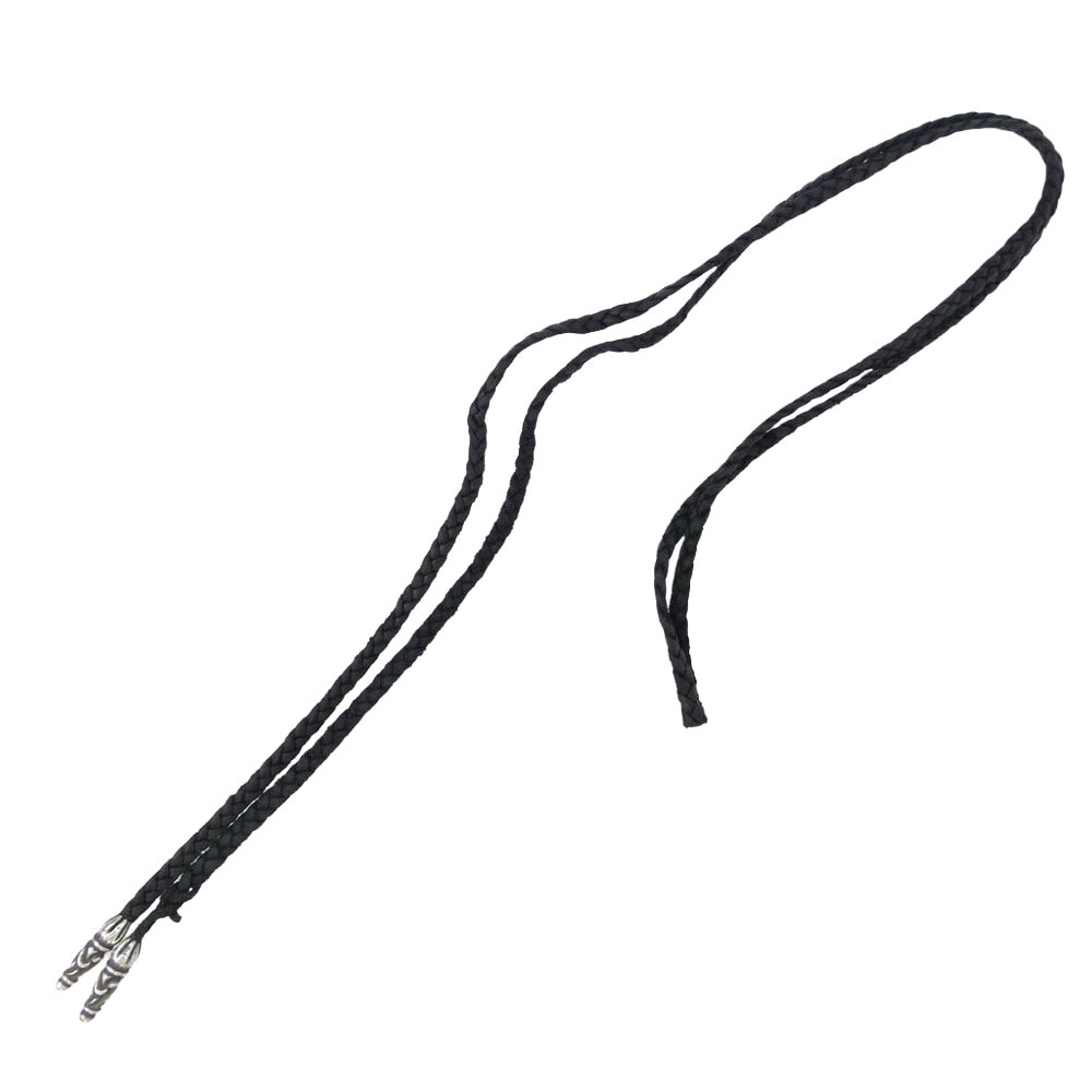 Chrome Hearts Scroll Leather Braid Silver Necklace "Black/Silver"