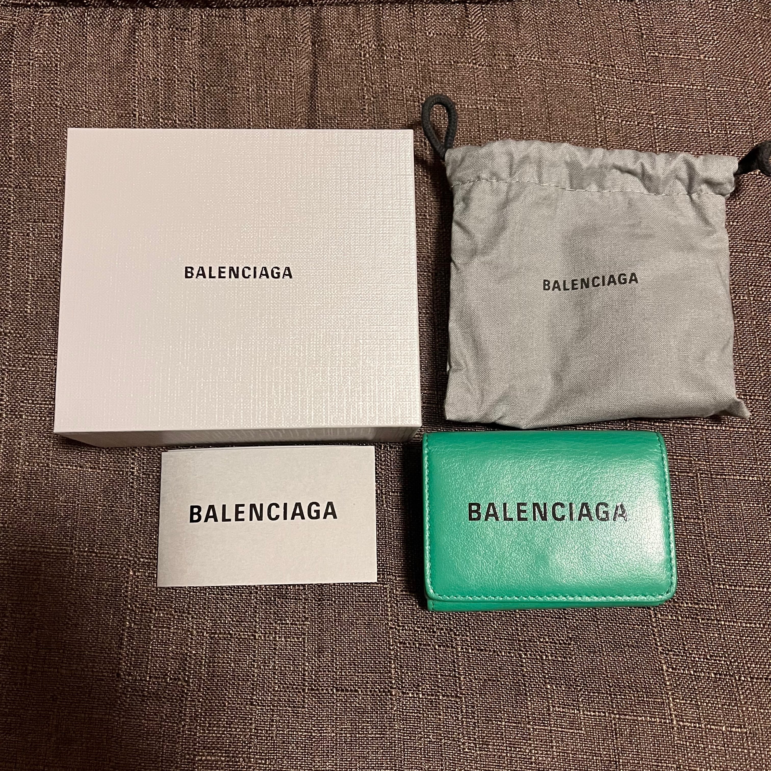 バレンシアガ ミニウォレット 三つ折財布 グリーン緑