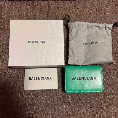 バレンシアガ ミニウォレット 三つ折財布 グリーン緑