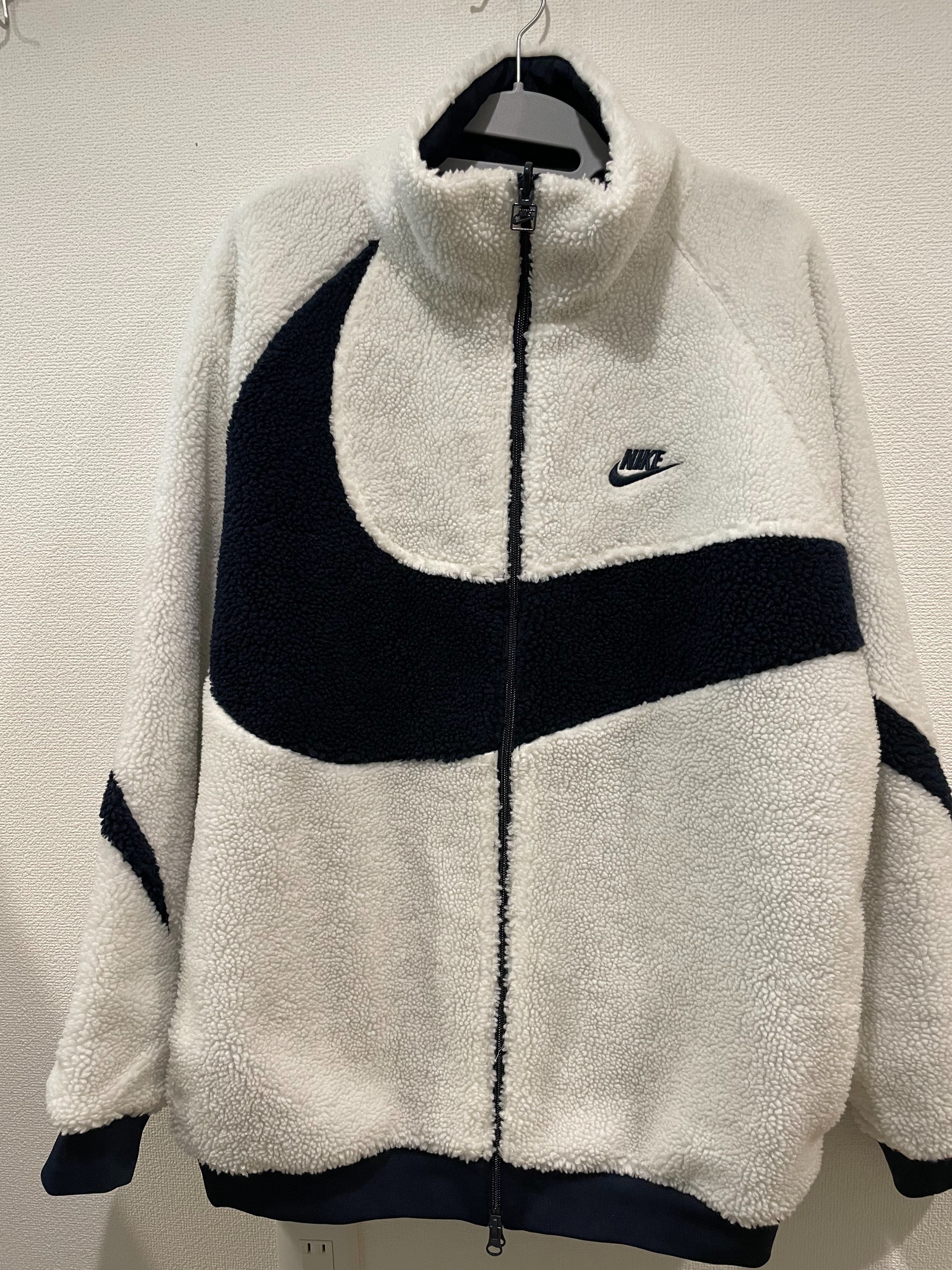 Nike Big Swoosh Reversible Boa Jacket "Sail/Dark Obsidian"