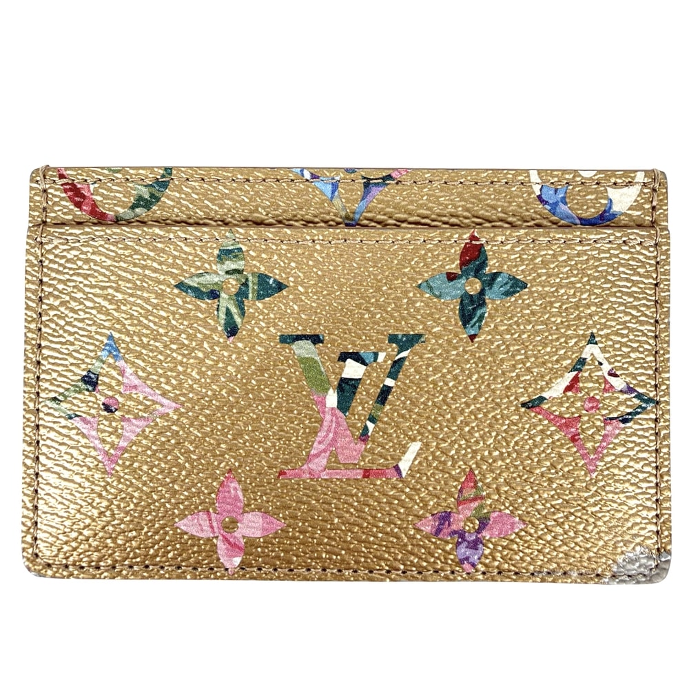 LOUIS VUITTON ルイヴィトン カードケース ボルトカルトサーンプル LVガーデン 名刺入れ 定期入れ モノグラム M81726 PVCコーティングキャンバス  グレインカーフレザー   ゴールド マルチカラー レディース【中古品】