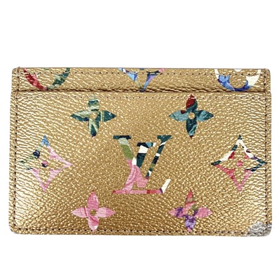 LOUIS VUITTON ルイヴィトン カードケース ボルトカルトサーンプル LVガーデン 名刺入れ 定期入れ モノグラム M81726 PVCコーティングキャンバス グレインカーフレザー ゴールド マルチカラー レディース【中古品】