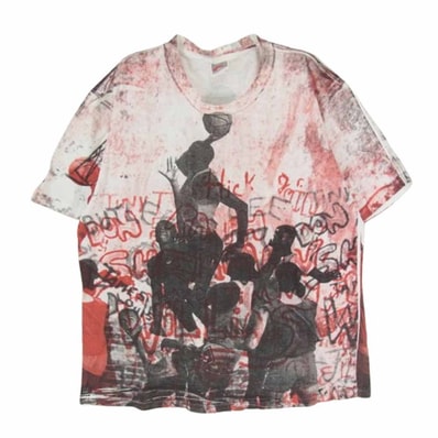 NIKE ナイキ Tシャツ ヴィンテージ 90s USA製 銀タグ MICHAEL JORDAN All over print ジョーダン 総柄 プリント Tシャツ ホワイト系 M【中古】