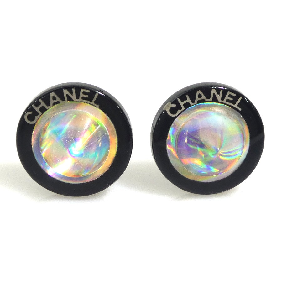 シャネル CHANEL イヤリング レジン/メタル クリア/ブラック/シルバー レディース【中古】 e61711a