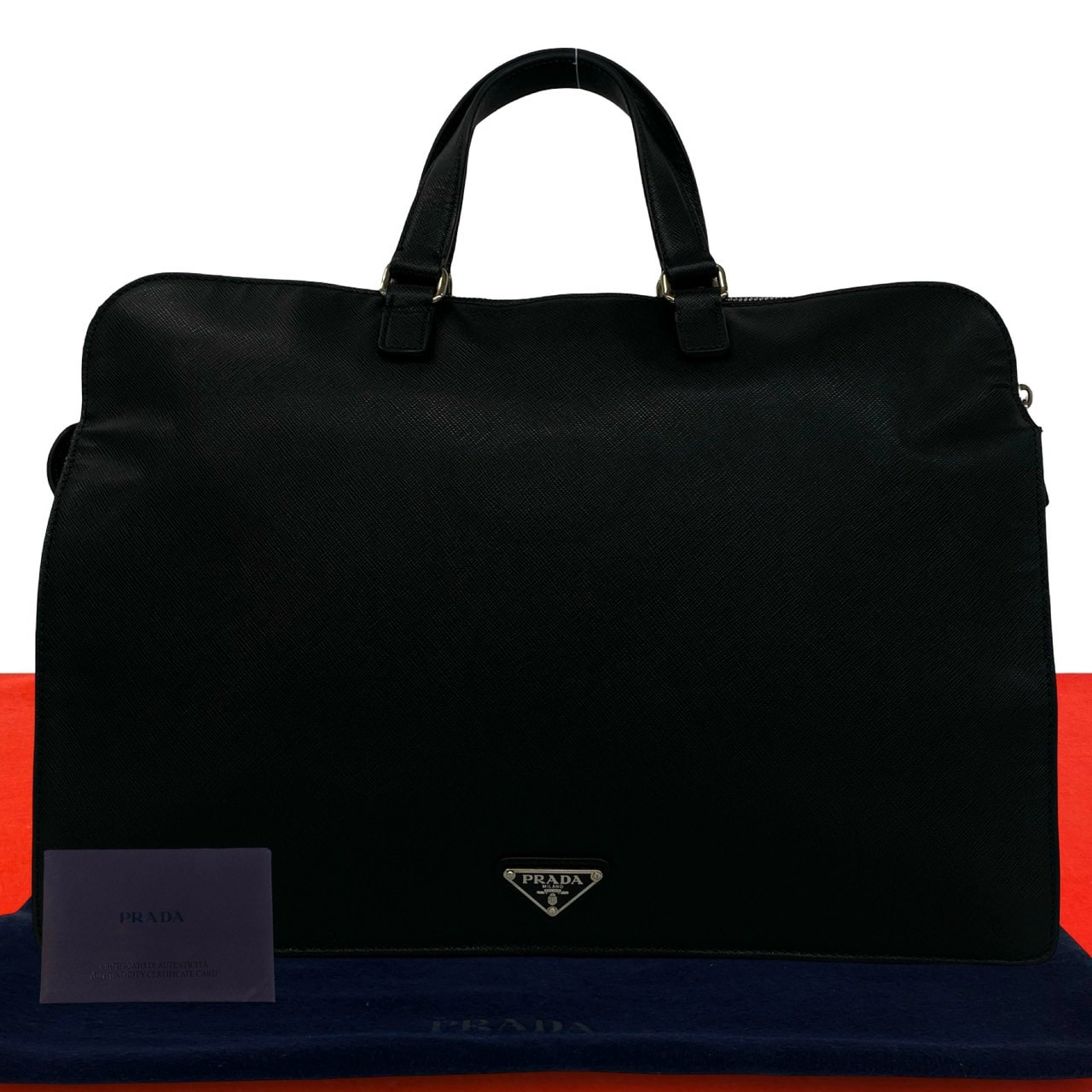 PRADA プラダ 三角ロゴ 金具 レザー ビジネスバッグ ブラック
64779