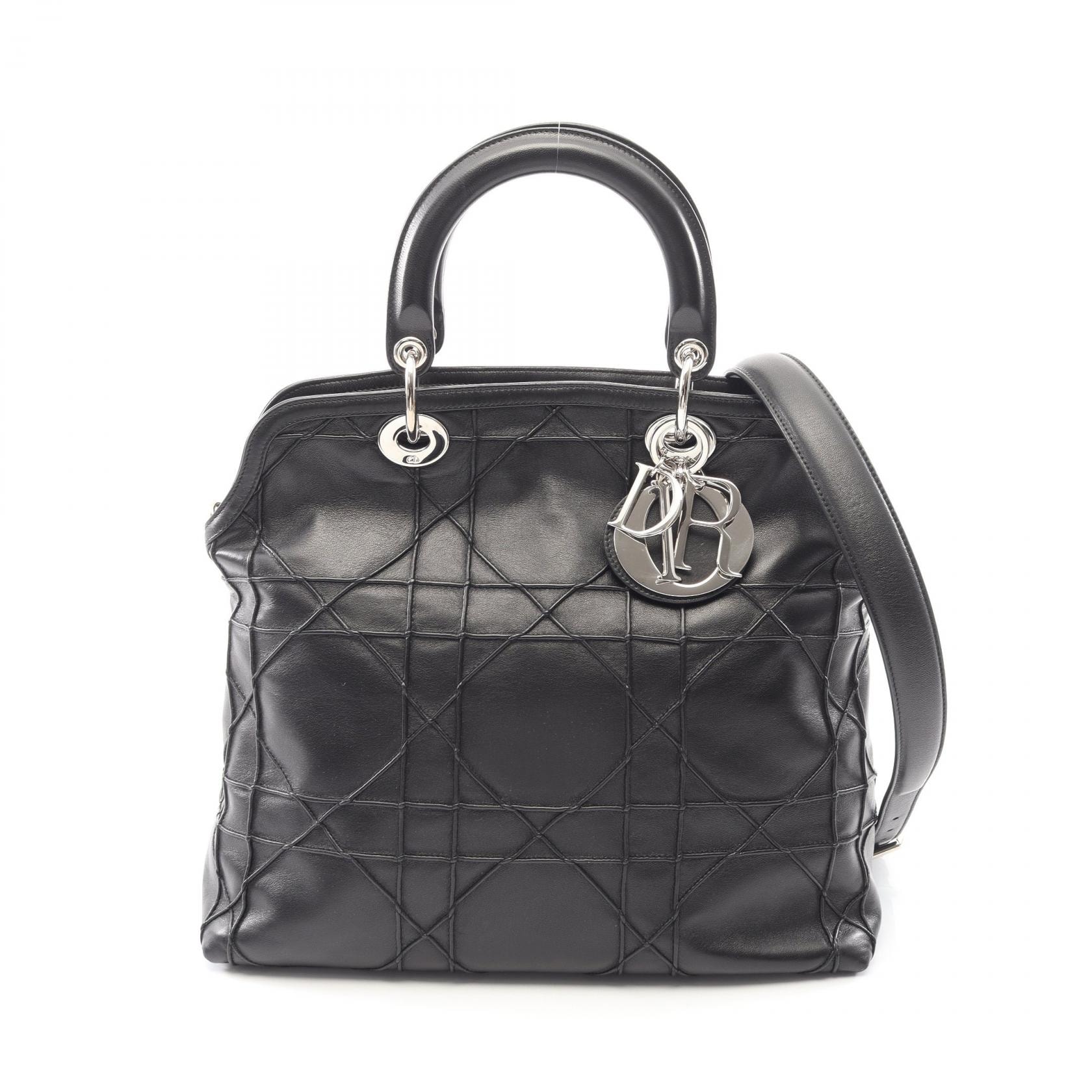 ディオール Dior グランヴィル カナージュ 2WAY ハンドバッグ バッグ レザー レディース ブラック系 【中古】