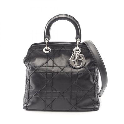 ディオール Dior グランヴィル カナージュ 2WAY ハンドバッグ バッグ レザー レディース ブラック系 【中古】
