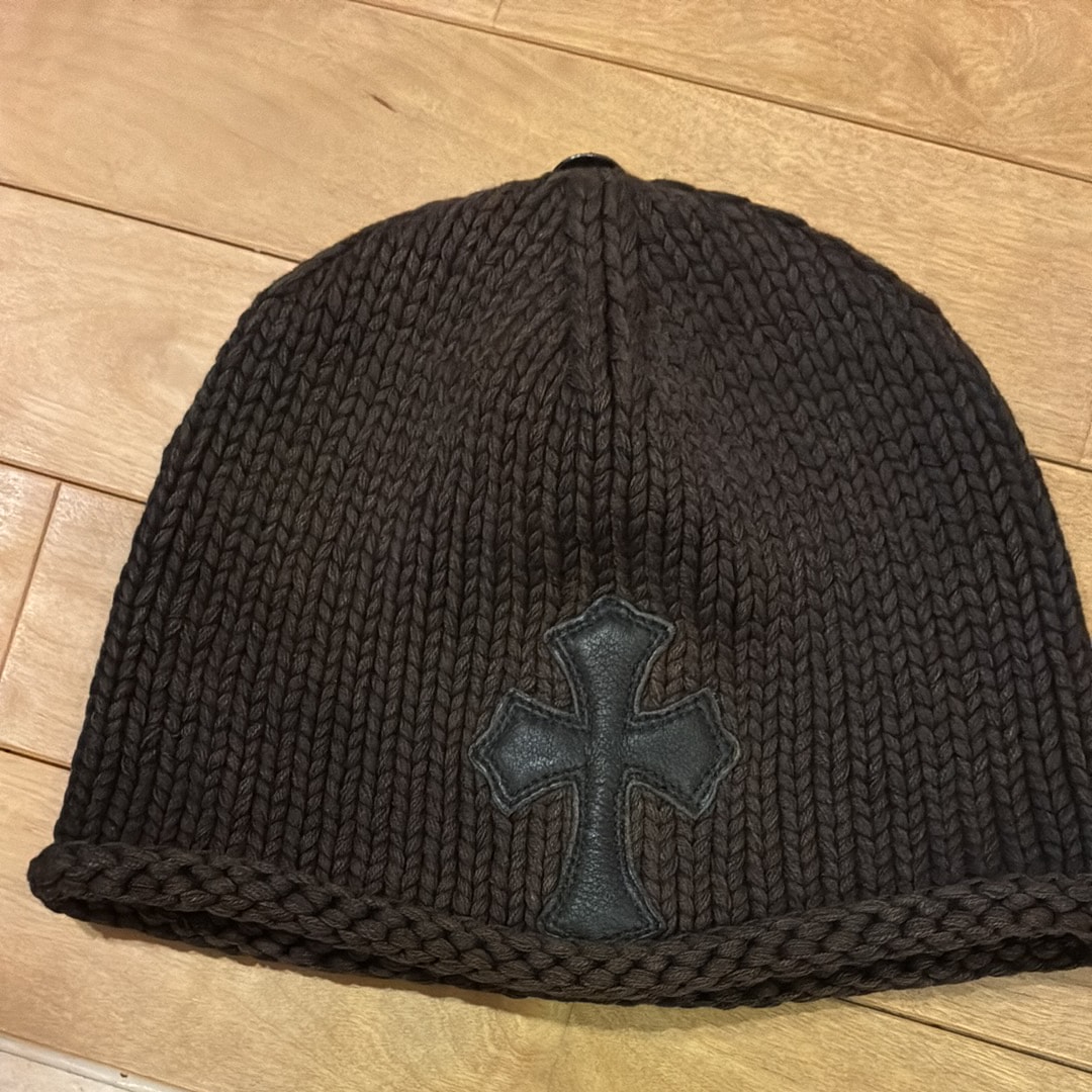 Chrome Hearts Leather Cross Patch Cotton Beanie "Brown/Black"
