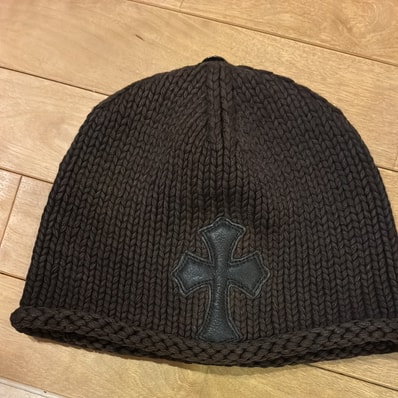 Chrome Hearts Leather Cross Patch Cotton Beanie "Brown/Black"