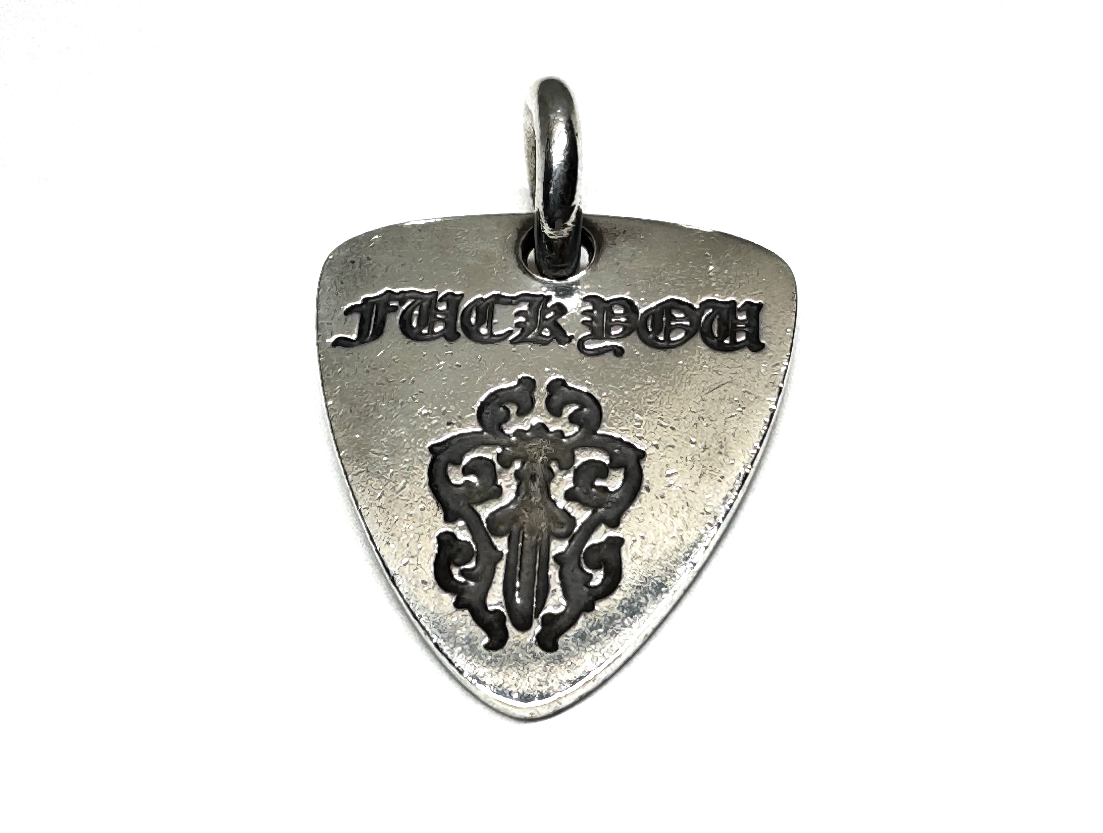 Chrome Hearts Guitar Pick Charm Fuck You Dagger "Silver"