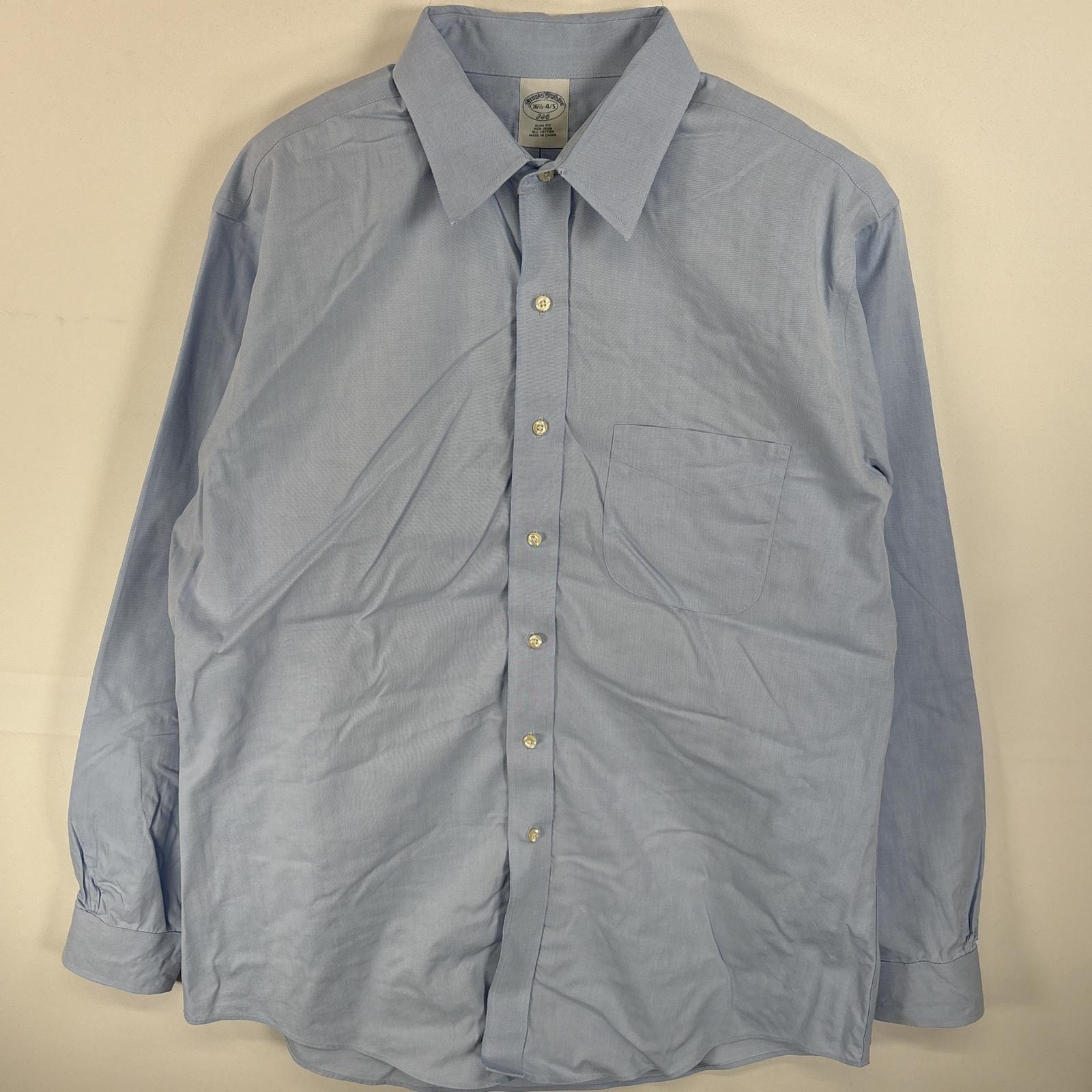 古着 ブルックスブラザーズ Brooks Brothers 長袖シャツ 346 胸ポケ NON-IRON 16 1/2 L-XL  水色 無地 メンズ