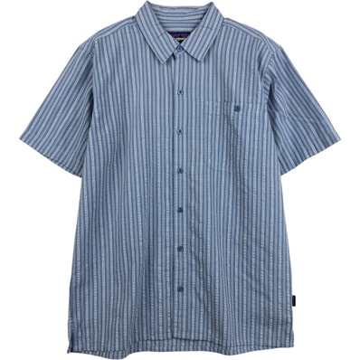古着 パタゴニア Patagonia STY53004SP18 ストライプ柄 半袖 ポリシャツ ボックスシャツ メンズM相当/eaa674135