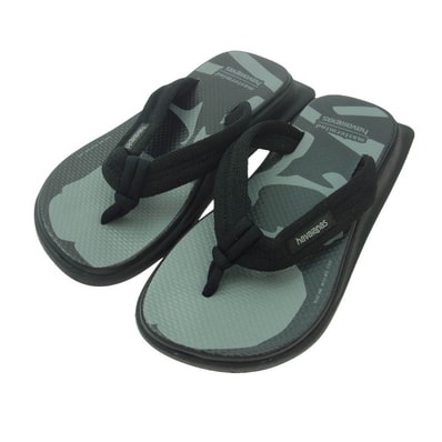 mastermind JAPAN マスターマインドジャパン サンダル 53209-1-00117 Havaianas スクエアソール ファブリック ストラップ ラバー ブラック系 グレー系 25cm【中古】