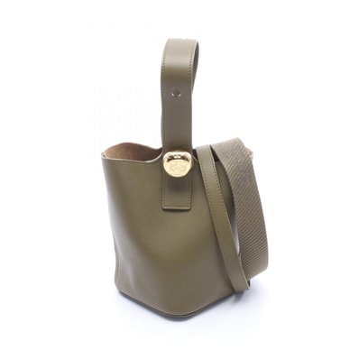 ロエベ LOEWE ペブル バケットバッグ ミニ 2WAY ハンドバッグ バッグ レザー レディース カーキ系 【中古】