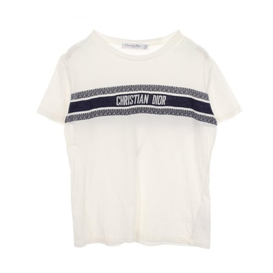 ディオール Dior シグネチャーバンド 半袖Tシャツ 衣料品 トップス コットン レディース ホワイト系 / ネイビー系 143T04A4043 【中古】